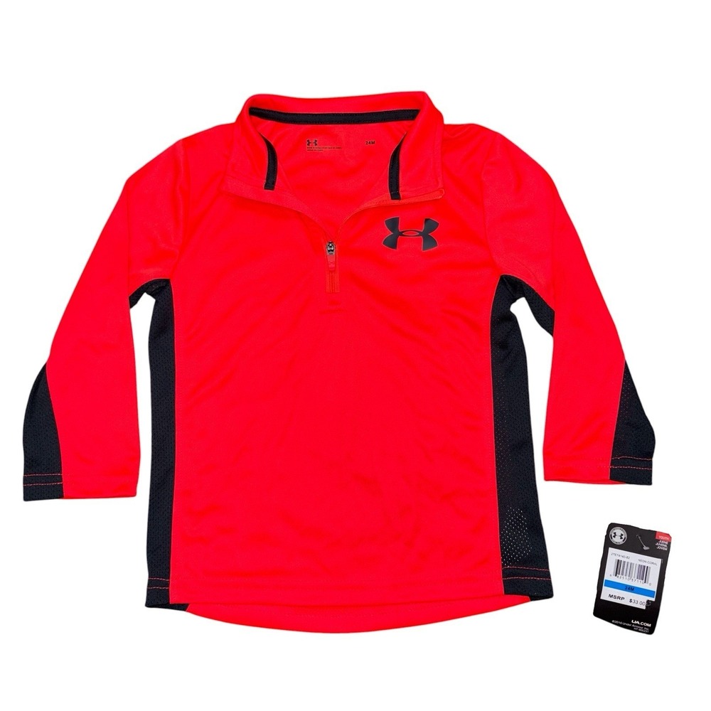 Under Armour Youth Neon Coral Quarterzip Jacket 24 Months New With Tags